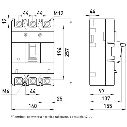 Силовой автомат 400 А, трехфазный, 70кА, e.industrial.ukm.400S.400 Enext i0010010