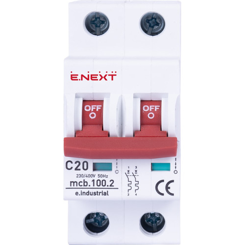 Автомат 25 А, 2-полюсный, тип С, e.industrial.mcb.100.2.C25 Enext i0180014