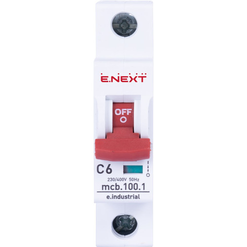 Автомат 6 А, 1-фазный, тип С, e.industrial.mcb.100.1.C6 Enext i0180001