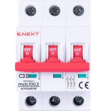 Автомат 32 А, 3-фазный, тип С, e.industrial.mcb.100.3.C32 Enext