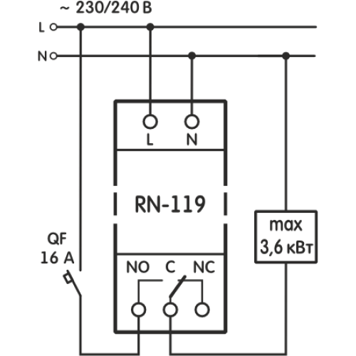Реле напряжения 1-ф 16 А Novatek РН-119