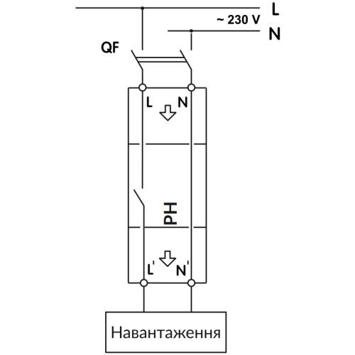 Реле напряжения 1-ф 63 А DIN с термозащитой Novatek РН-63tc (UN)