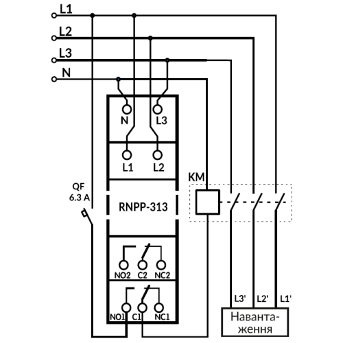 Реле напряжения и контроля фаз 3-ф Novatek РНПП-313