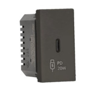 Розетка USB тип С для зарядки, 1 модуль, черный, К45 Simon K126I/14