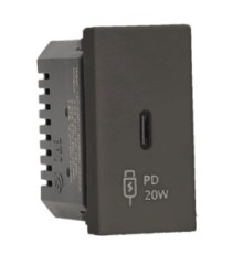 Розетка USB тип С для зарядки, 1 модуль, черный, К45 Simon K126I/14