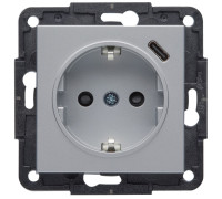 Розетка с USB тип С, серебристый, Lumina WL4852 Hager