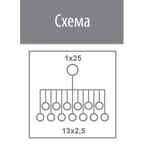 Распределительный блок 63A, IN: 1x25, OUT: 13x2,5; синий, EDBC-1x25-13x2,5/N ETI 1102447