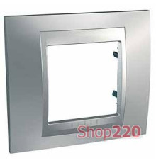 Рамка 1 пост, матовый хром, Unica MGU66.002.038 Schneider