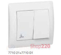 Механизм выключателя 2-клавишного IP44 с обрамлением, белый, Galea Life 771021 Legrand