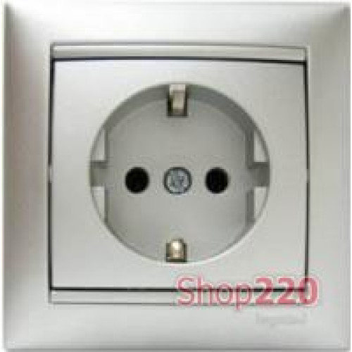 Розетка с заземлением, алюминий, Legrand 770120 Valena