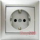 Розетка со шторками и заземлением, алюминий, Legrand 770121 Valena
