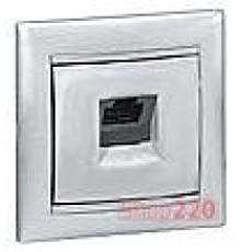 Механизм розетки телефонной RJ11, одинарная, алюминий, Legrand 770138 Valena