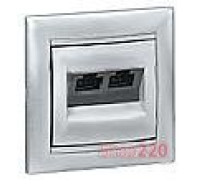 Механизм розетки компьютерной RJ45 кат, 5 UTP двойная, алюминий, Legrand 770231 Valena