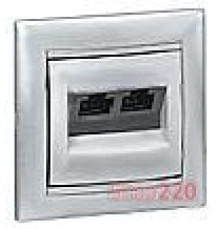Механизм розетки компьютерной RJ45 кат, 5 UTP двойная, алюминий, Legrand 770231 Valena
