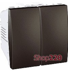 Выключатель проходной 2-х клавишный, 2 модуля, графит, Unica Top MGU3.213.12 Schneider