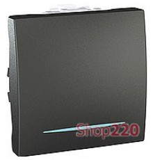 Выключатель перекрестный с подсветкой, 2 модуля, графит, Unica Top MGU3.205.12N Schneider