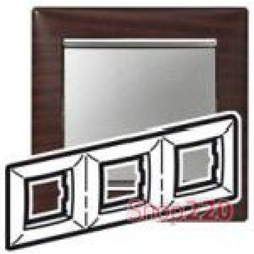 Рамка 3 поста, темное дерево/серебряный штрих 770373 Legrand Valena