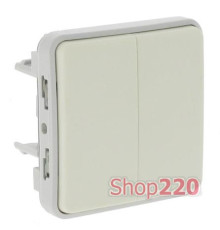 Выключатель IP55 2-клавишный, IP55, белый, 69625 Legrand