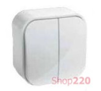 Выключатель двухклавишный, белый, 782402 Legrand Quteo