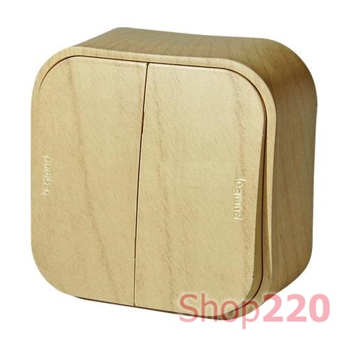 Выключатель под дерево, двухклавишный 782262 Legrand Quteo