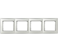 Рамка 4 поста, алюминий/серебряный штрих 770354 Legrand Valena