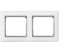 Рамка 2 поста, белый/серебряный штрих 770492 Legrand Valena