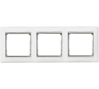 Рамка 3 поста, белый/серебряный штрих 770493 Legrand Valena