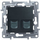 Розетка телефонная RJ-11 и компьютерная RJ-45, антрацит, 672652 Legrand Etika