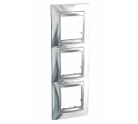 Рамка 3 поста, блестящий хром, вертикальная Unica MGU66.006V.010 Schneider