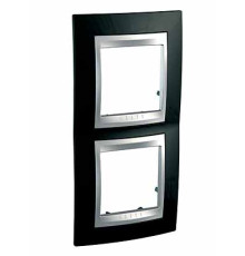 Рамка 2 поста, черный родий, вертикальная Unica MGU66.004V.093 Schneider