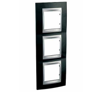 Рамка 3 поста, черный родий, вертикальная Unica MGU66.006V.093 Schneider