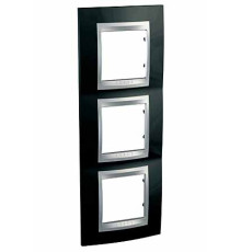 Рамка 3 поста, черный родий, вертикальная Unica MGU66.006V.093 Schneider
