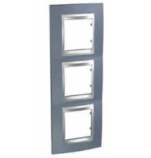 Рамка 3 поста, металлик, вертикальная Unica MGU66.006V.097 Schneider