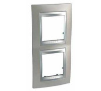 Рамка 2 поста, никель матовый, вертикальная Unica MGU66.004V.039 Schneider
