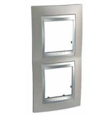Рамка 2 поста, никель матовый, вертикальная Unica MGU66.004V.039 Schneider