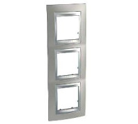 Рамка 3 поста, никель матовый, вертикальная Unica MGU66.006V.039 Schneider