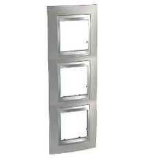 Рамка 3 поста, никель матовый, вертикальная Unica MGU66.006V.039 Schneider