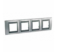 Рамка 4 поста, матовый хром, Unica MGU66.008.238 Schneider