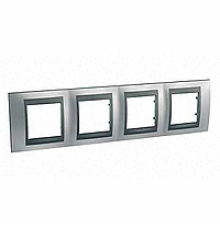 Рамка 4 поста, матовый хром, Unica MGU66.008.238 Schneider