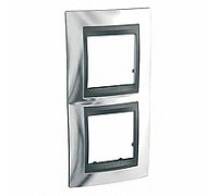 Рамка 2 поста, блестящий хром, вертикальная Unica MGU66.004V.210 Schneider