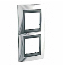 Рамка 2 поста, блестящий хром, вертикальная Unica MGU66.004V.210 Schneider