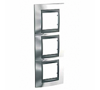 Рамка 3 поста, блестящий хром, вертикальная Unica MGU66.006V.210 Schneider