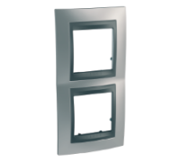 Рамка 2 поста, матовый хром, вертикальная Unica MGU66.004V.238 Schneider