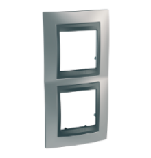 Рамка 2 поста, матовый хром, вертикальная Unica MGU66.004V.238 Schneider