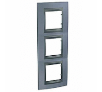 Рамка 3 поста, металлик, вертикальная Unica MGU66.006V.297 Schneider