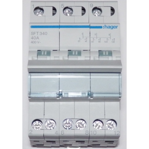 Рубильник перекидной Hager SFT340 3-х полюсный, 40 А