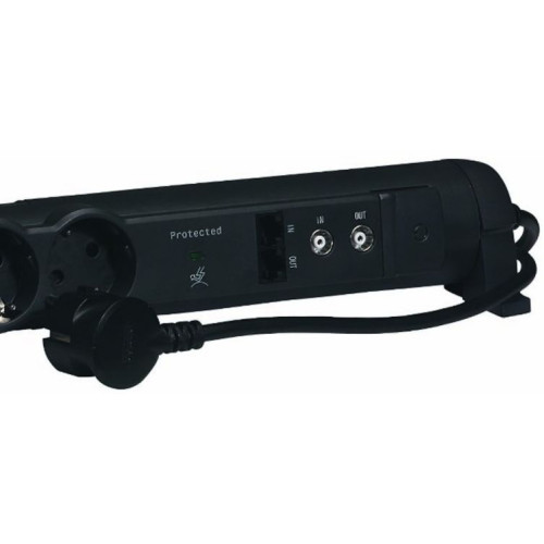 Удлинитель 6 розеток, 2 RJ45, 2 TV, с разрядником, шнур 1,5м, 694666 Legrand