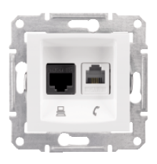 Розетка RJ11 + RJ45, белый, Sedna SDN5100121 Schneider