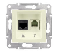 Розетка RJ11 + RJ45 кат 5e неэкран, UTP, кремовый, Sedna SDN5100123 Schneider