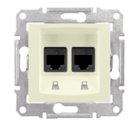 Розетка двойная RJ 45 кат 5е, экран, STP, кремовый, Sedna SDN4600123 Schneider